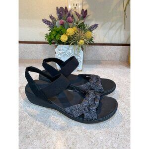 Skechers Women's Braided Slingback Wedges Lovely Outing Size 11 Black/Gray
